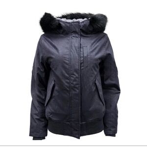 Women's parka Black Hooded Jacket by Hoodlamb S